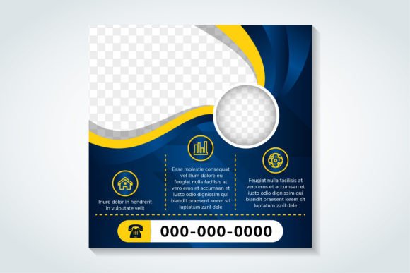 Blue Background Square Banner: Graphics for Social Media Templates