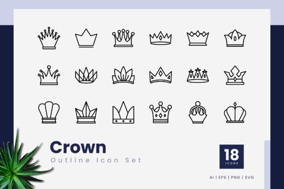 Crown Outline Icons: Graphics for Modern Design