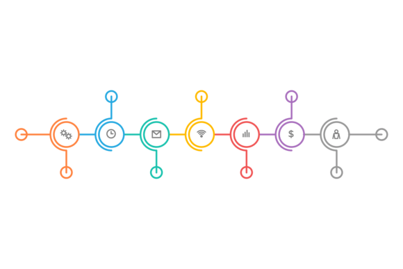 Data Flow Chart. Color Timeline Graphics