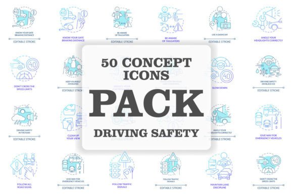Driving Safety Svg Concept Icons Set: Graphics and Icons for Real Projects