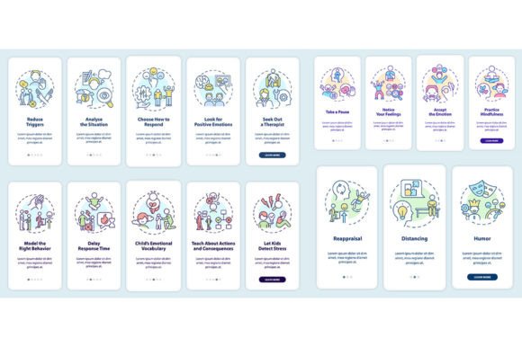 Emotional Regulation Mobile App Screens: Graphics for Real Business Use