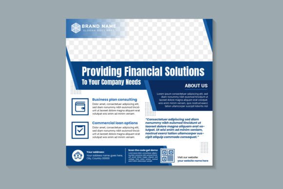 Financial Solutions Square Banner: Graphics for Social Media Templates
