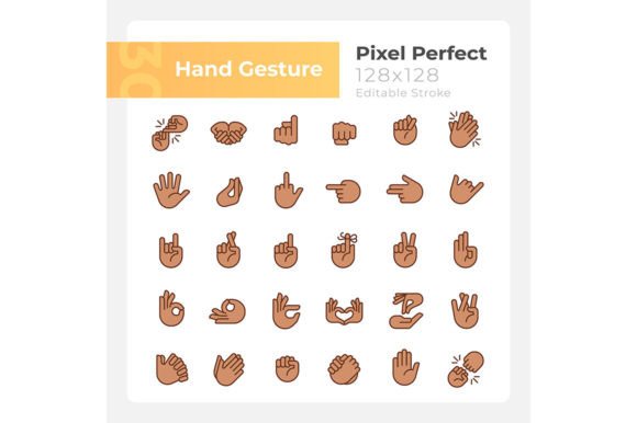 Hand Gestures Pixel Perfect Color Icons