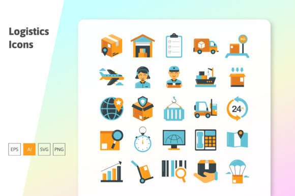 Logistic Flat Colored Icon: Graphics & Icons for Modern Branding