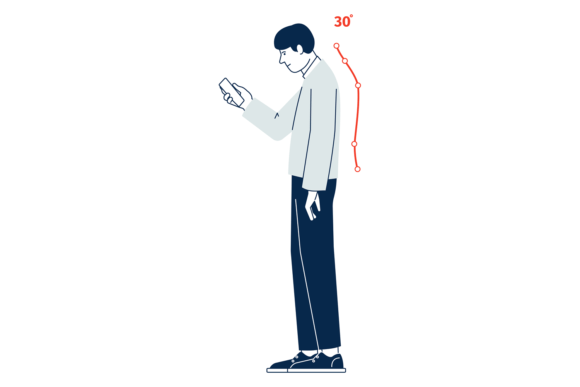 Man Looking at Phone. Wrong Standing Pos Graphics