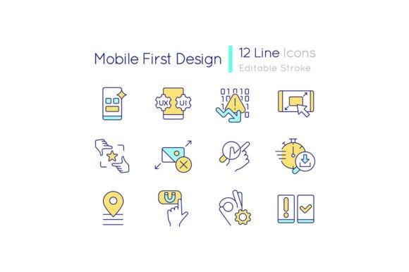Mobile First Design Svg Color Icons Set