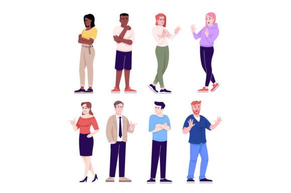 People Behavior Color Character Set Graphics