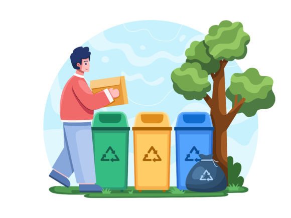 People Throw Garbage in the Trash Graphics and Illustrations