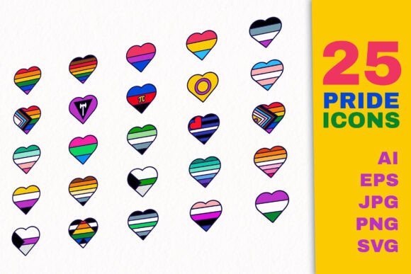 Pride Heart Flags: Graphics and Icons for Inclusive Branding