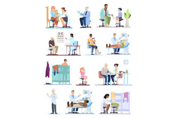 Routine Doctor Appointment Color Set Graphics