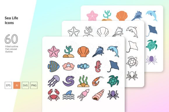Sea Life Icon Set Graphics and Icons