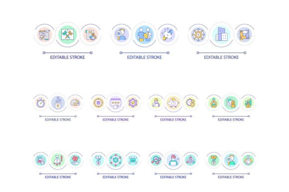 Startup Support Programs Loop Icon Set Graphics and Icons