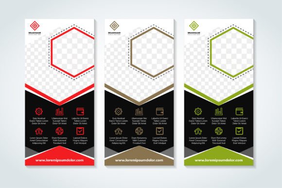Vertical Banner Hexagon: Graphics for Print Templates